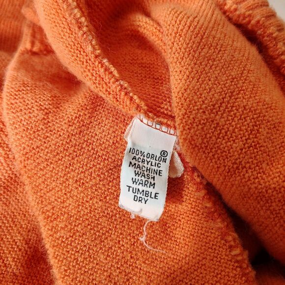 Vtg Hatmaker Lacoste 36 S Orange Cardigan Sweater Retro 80s USA Preppy Classic - Picture 6 of 8
